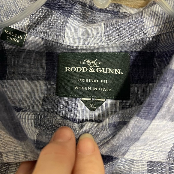 Men's RODD & GUNN Blue Linen Shirt - Picture 4 of 8